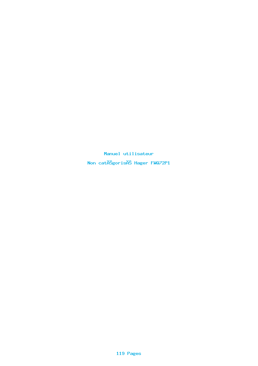 Page 1 de la notice Manuel utilisateur Hager FWQ72P1