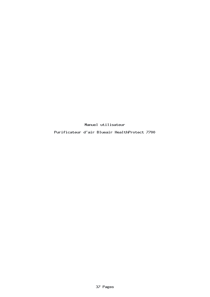 Page 1 de la notice Manuel utilisateur Blueair HealthProtect 7700