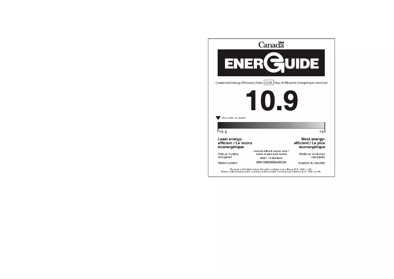 Page 1 de la notice Label énergétique Midea MW10MSWBA4RCM