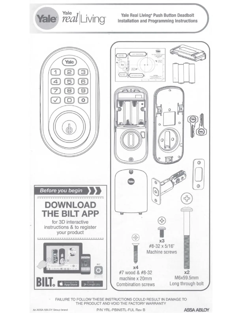 Page 1 of the manual User Manual Yale Real Living YRD216
