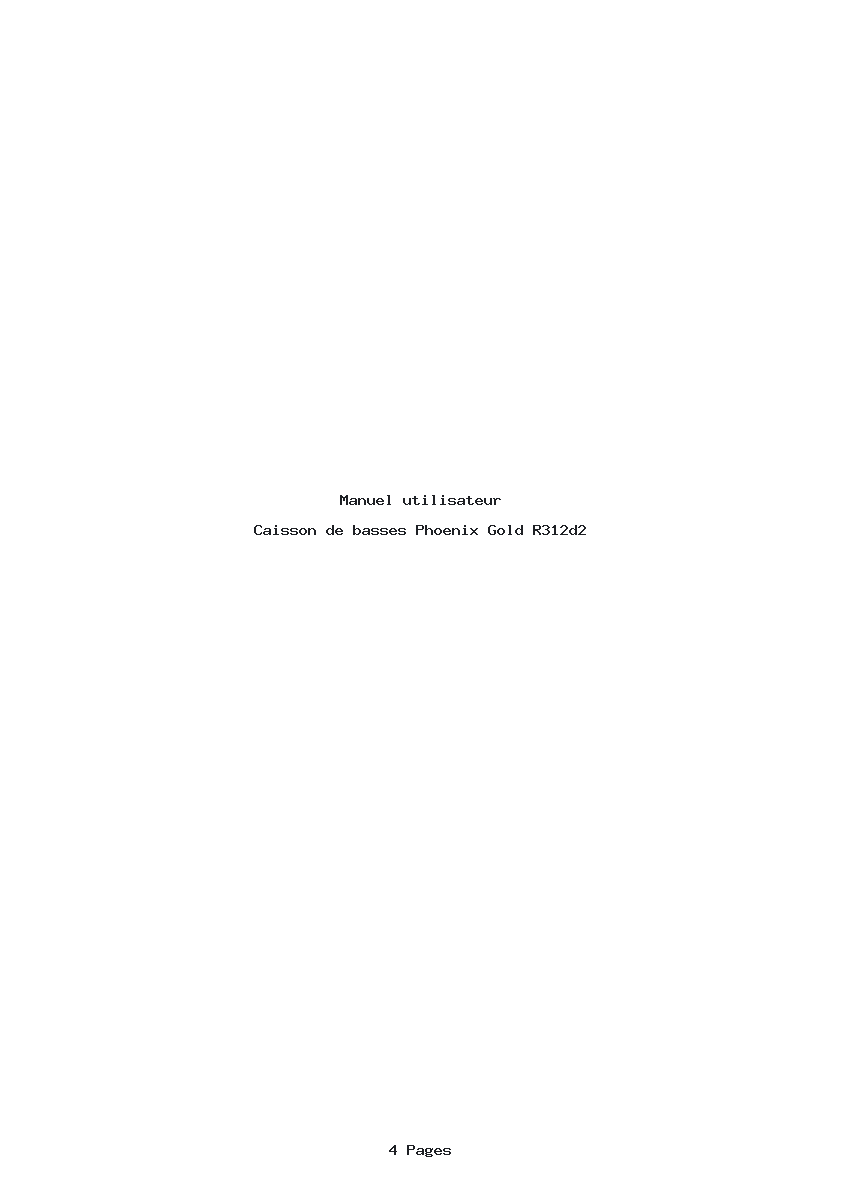 Page 1 de la notice Manuel utilisateur Phoenix Gold R312d2