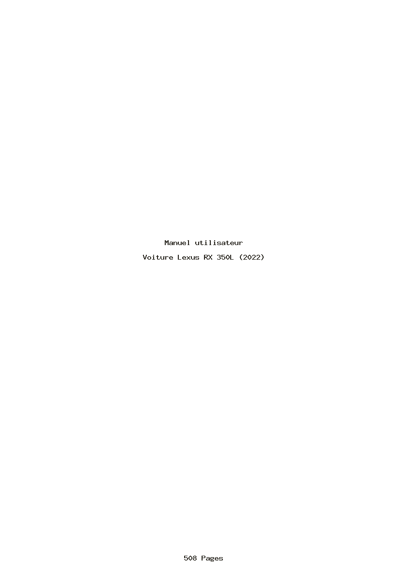 Page 1 de la notice Manuel utilisateur Lexus RX 350L (2022)