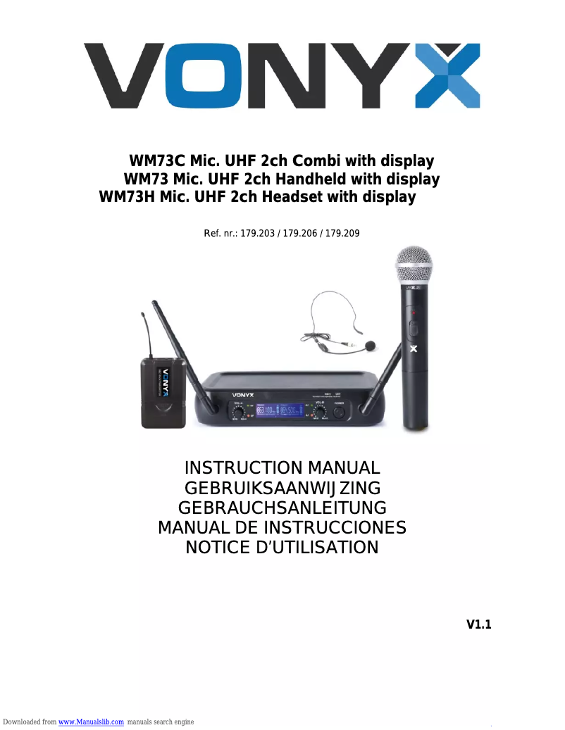 Page 1 de la notice Manuel utilisateur Vonyx WM73C