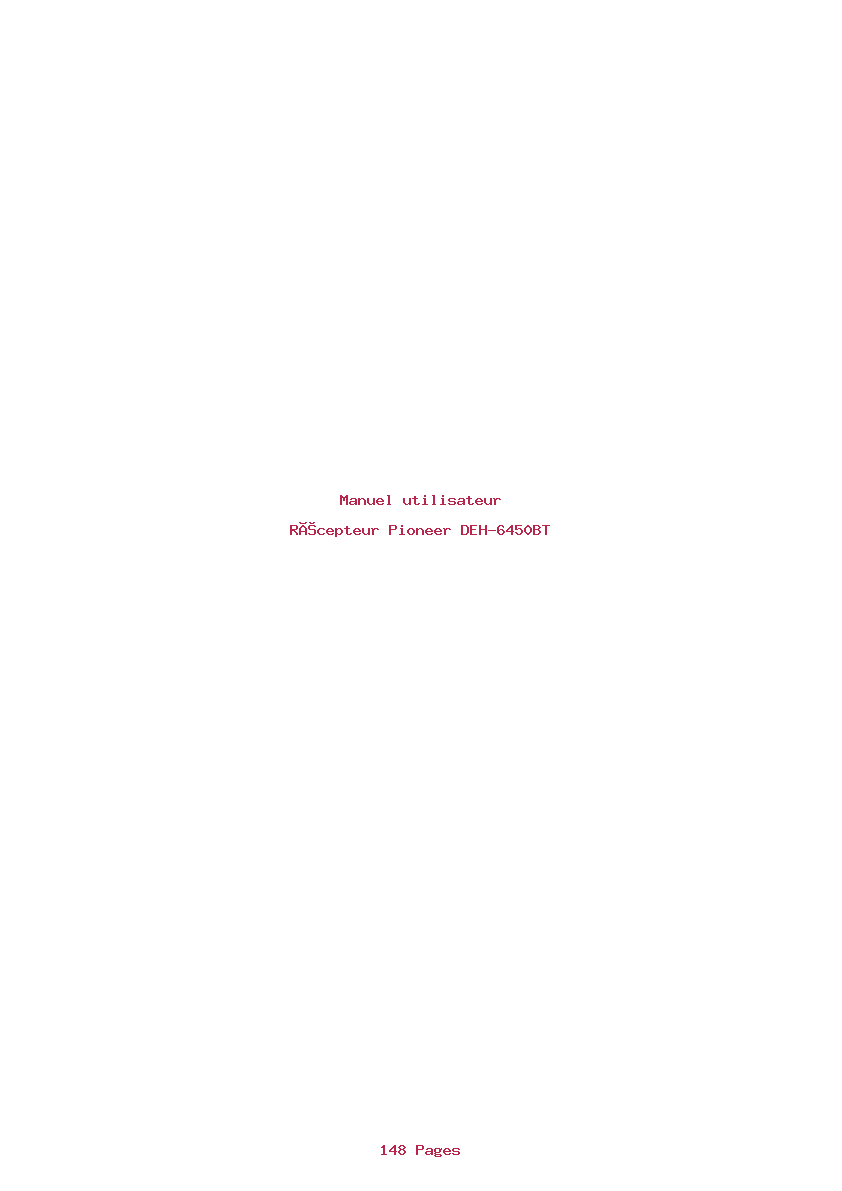 Page 1 de la notice Manuel utilisateur Pioneer DEH-6450BT