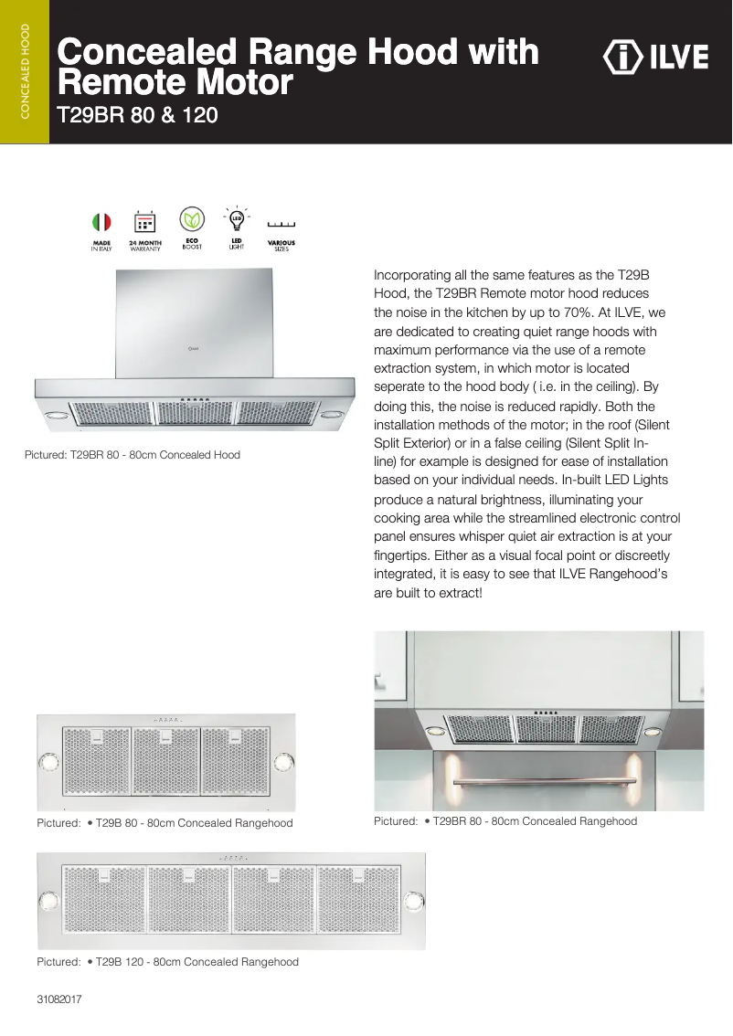 Page 1 de la notice Fiche technique Ilve T29BR/80