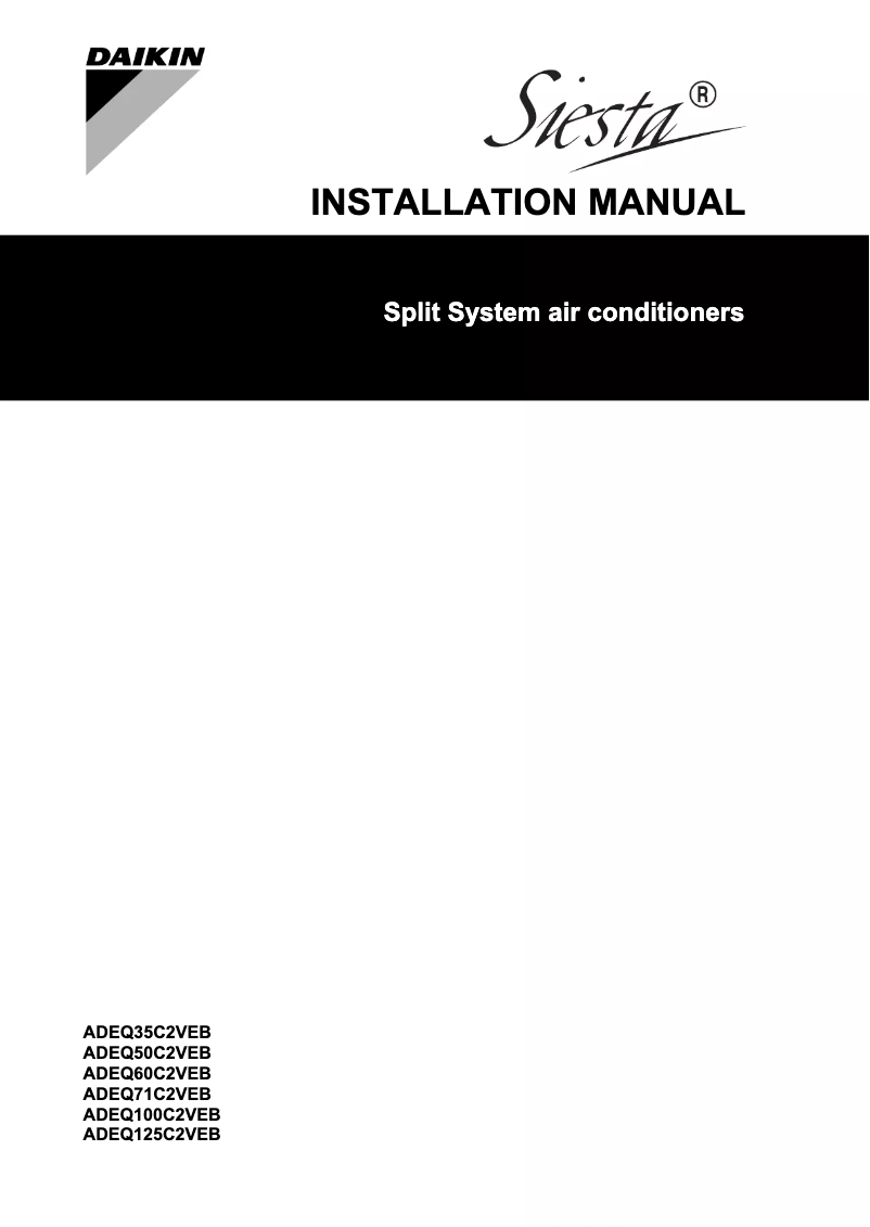 Page 1 de la notice Guide d'installation Daikin ADEQ71C2VEB