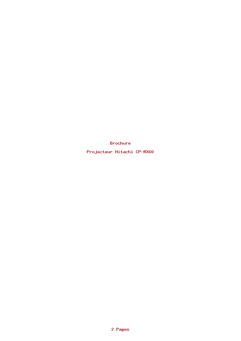 Page 1 de la notice Brochure Hitachi CP-RX60
