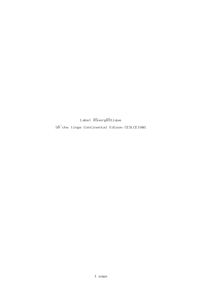 Page 1 de la notice Label énergétique Continental Edison CESLCE10W1