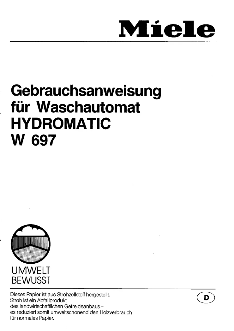 Page 1 de la notice Manuel utilisateur Miele W 697