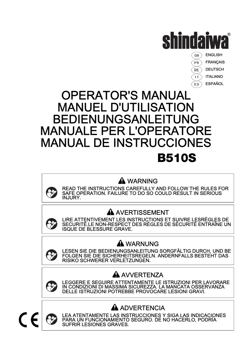 Page 1 de la notice Manuel utilisateur Shindaiwa B510S