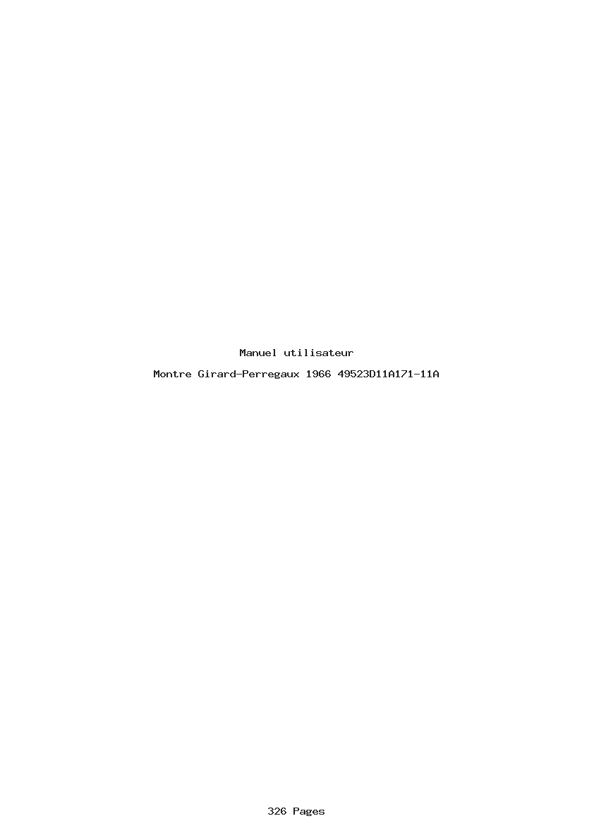 Page 1 de la notice Manuel utilisateur Girard-Perregaux 1966 49523D11A171-11A