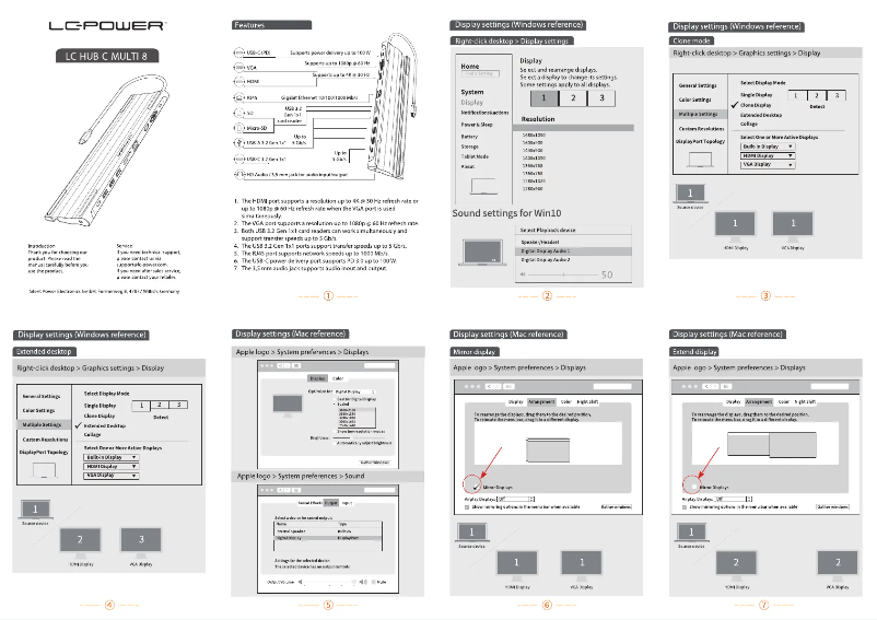 Page 1 de la notice Manuel utilisateur LC-Power LC-HUB-C-MULTI-8