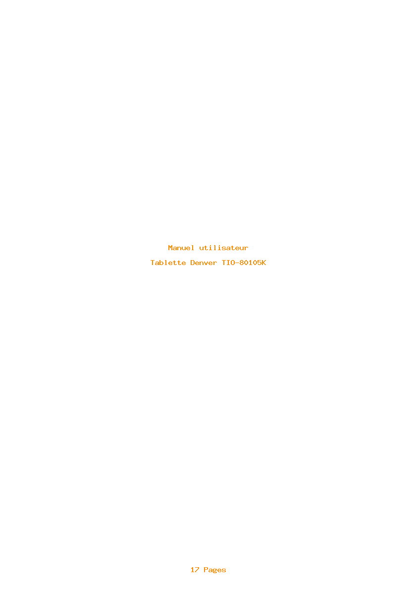 Page 1 de la notice Manuel utilisateur Denver TIO-80105K