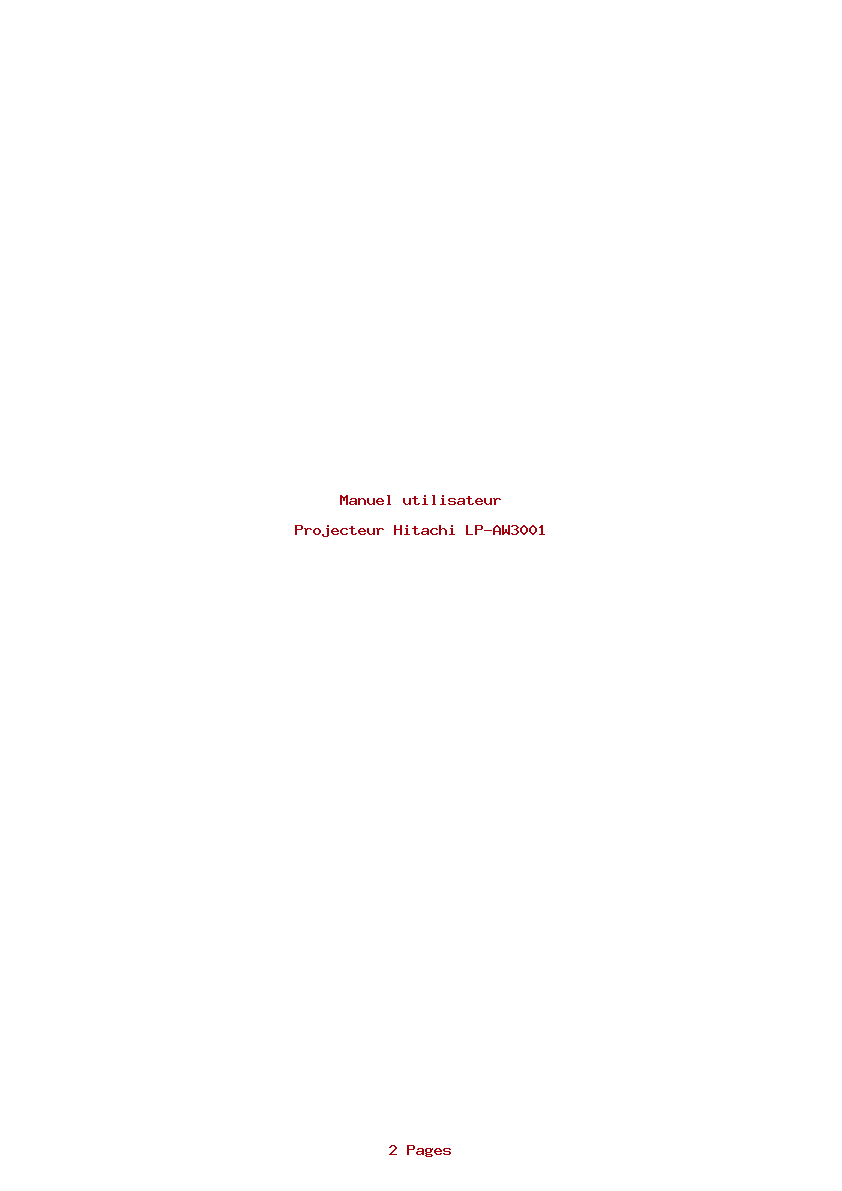 Page 1 de la notice Manuel utilisateur Hitachi LP-AW3001