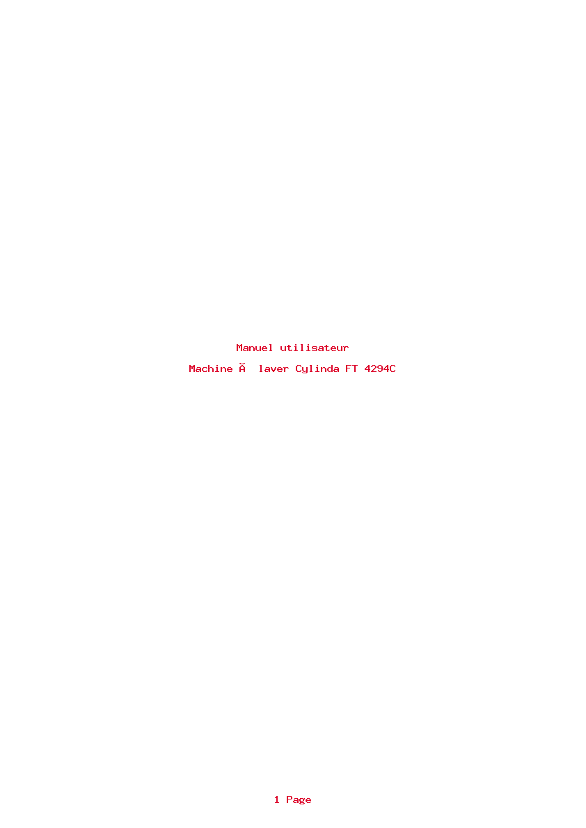 Page 1 de la notice Manuel utilisateur Cylinda FT 4294C