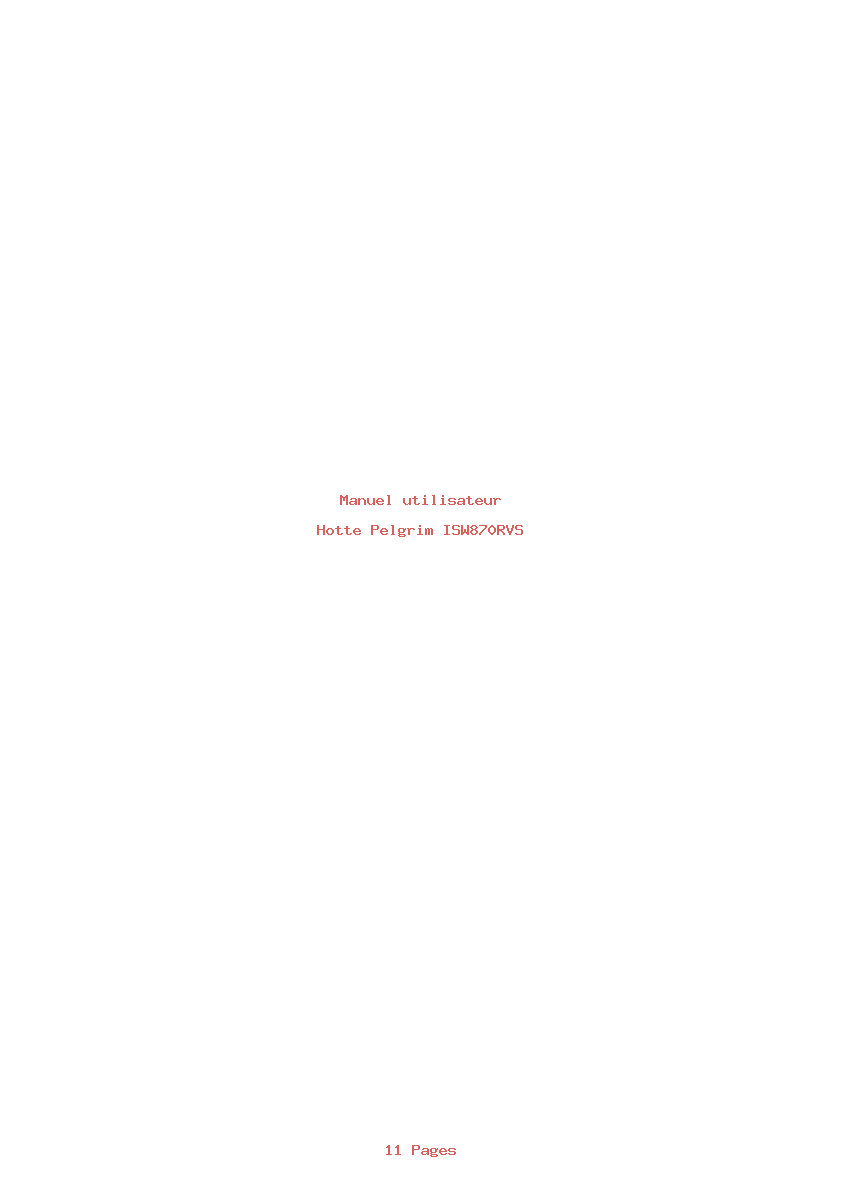 Page 1 de la notice Manuel utilisateur Pelgrim ISW870RVS