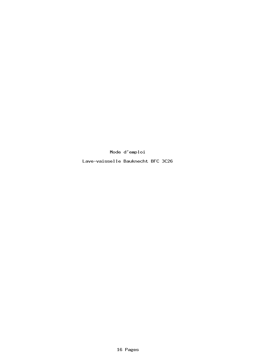 Image de la première page du manuel de l'appareil BFC 3C26