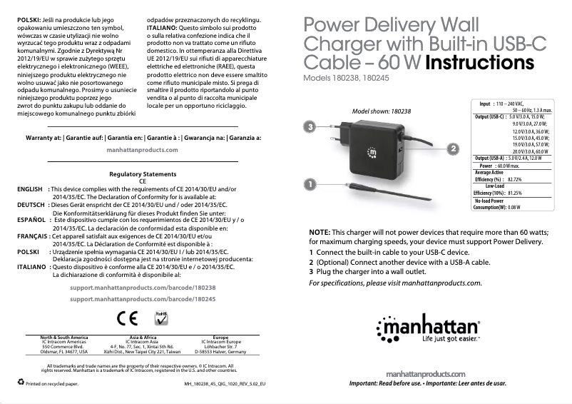 Page 1 of the manual User Manual Manhattan 180238