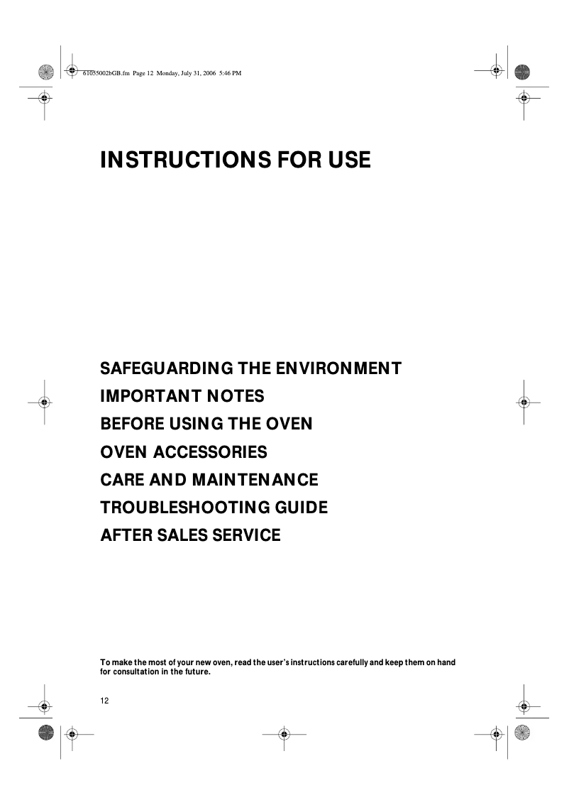 Page 1 de la notice Manuel utilisateur Whirlpool OBU B00 W