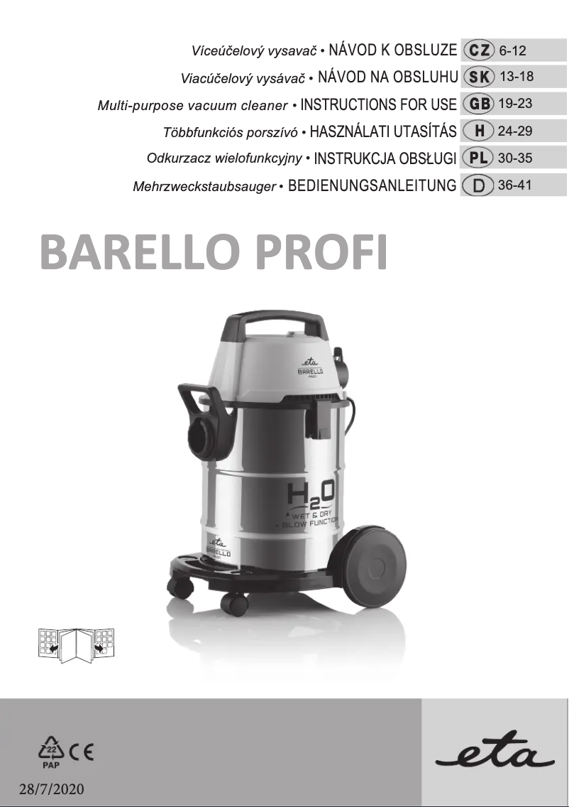 Page 1 de la notice Manuel utilisateur Eta Barello 6222 90000