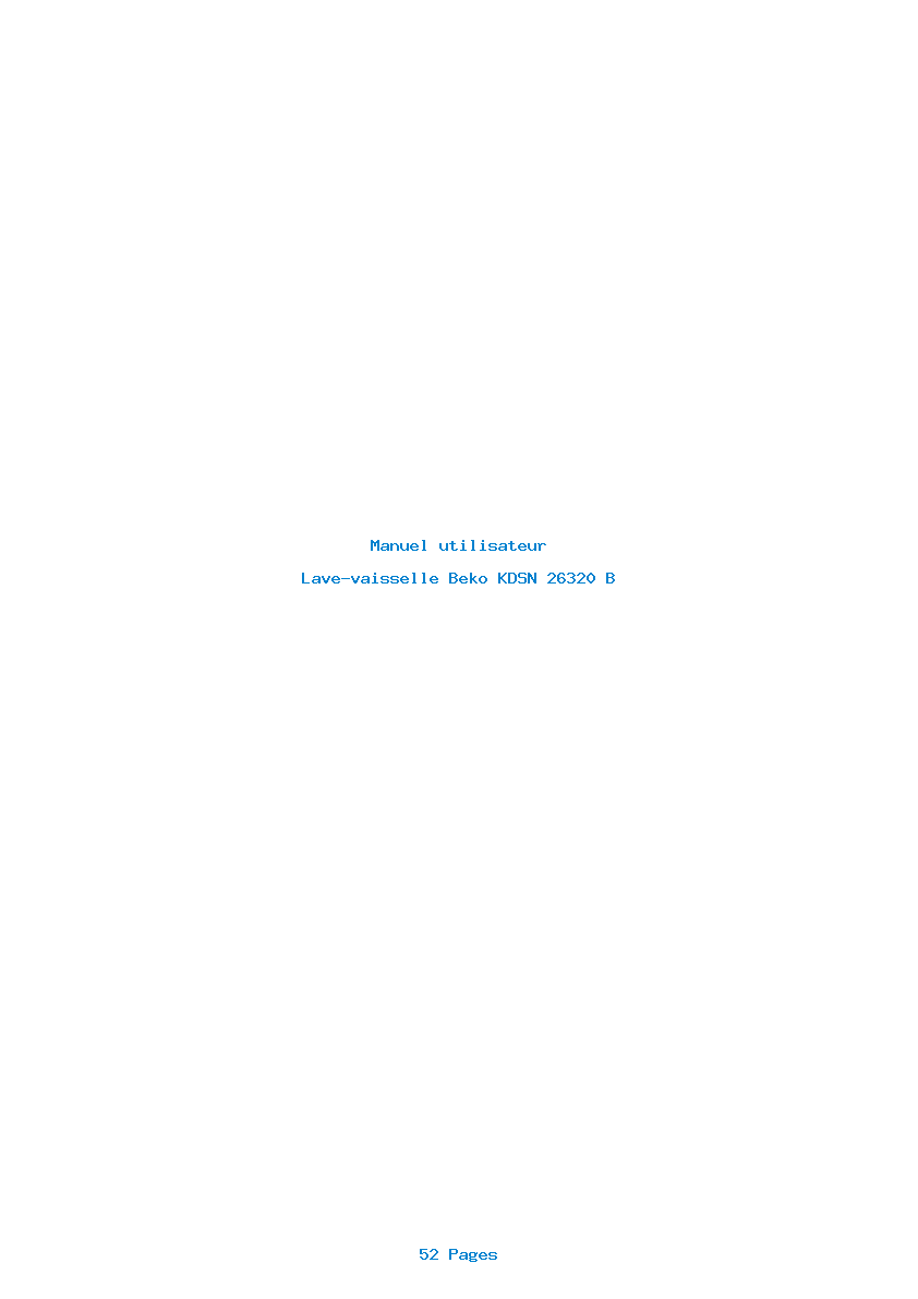 Page 1 de la notice Manuel utilisateur Beko KDSN 26320 B