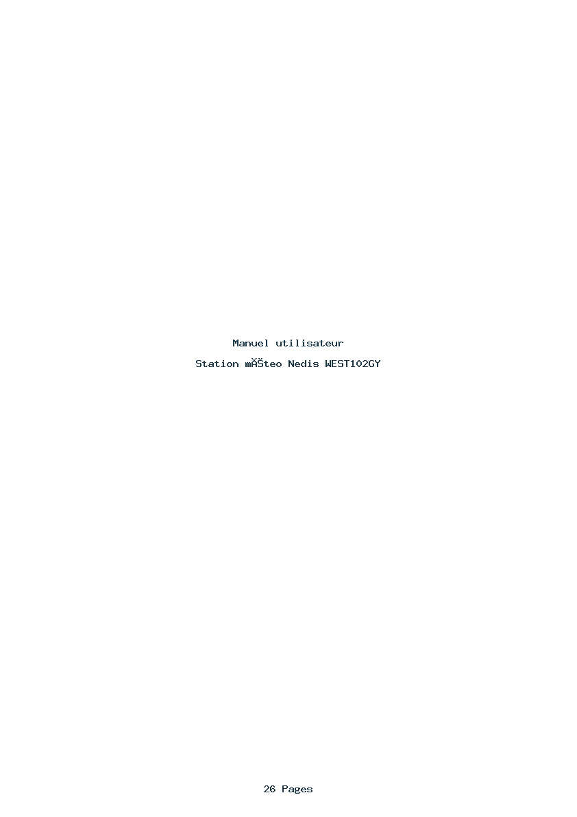 Page 1 de la notice Manuel utilisateur Nedis WEST102GY