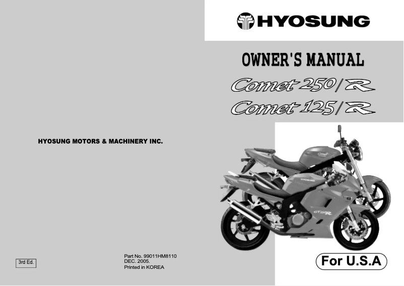 Página 1 del manual Manual de usuario Hyosung Comet GT250