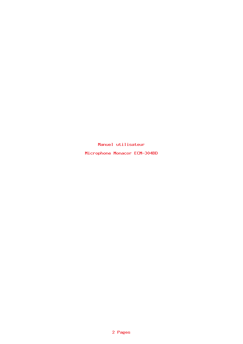 Page 1 de la notice Manuel utilisateur Monacor ECM-304BD