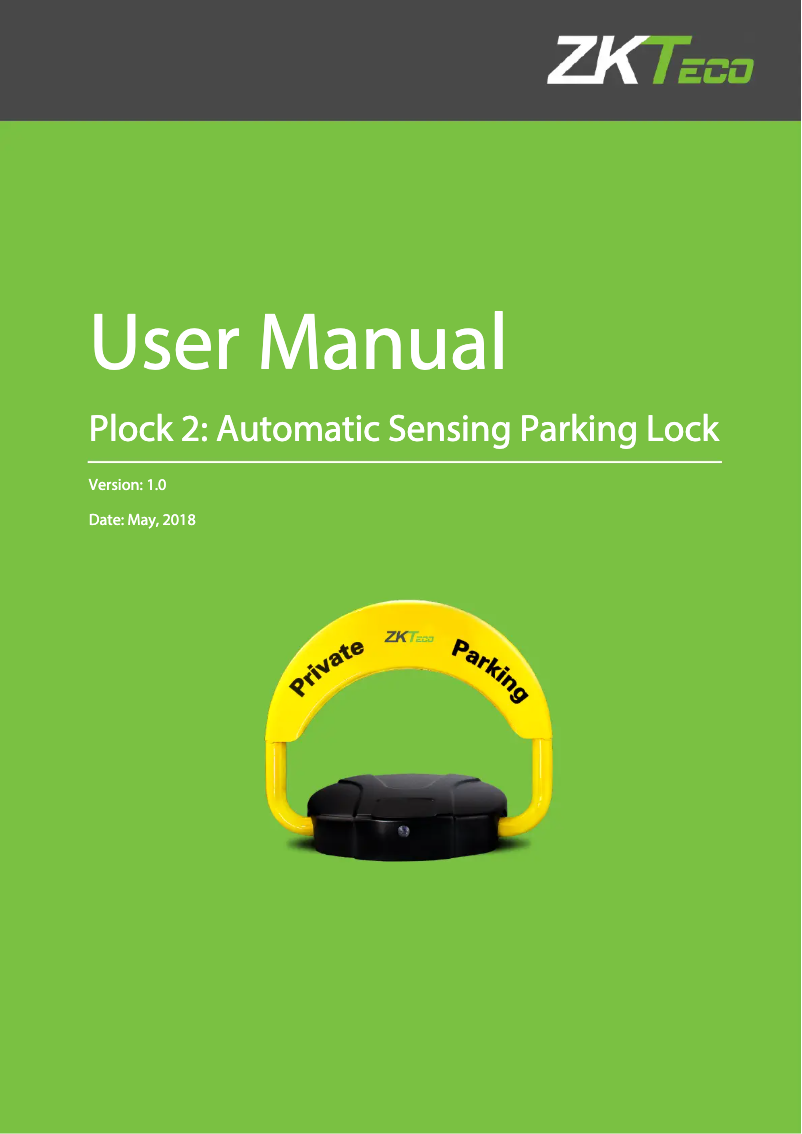 Page 1 de la notice Manuel utilisateur ZKTeco Plock 2