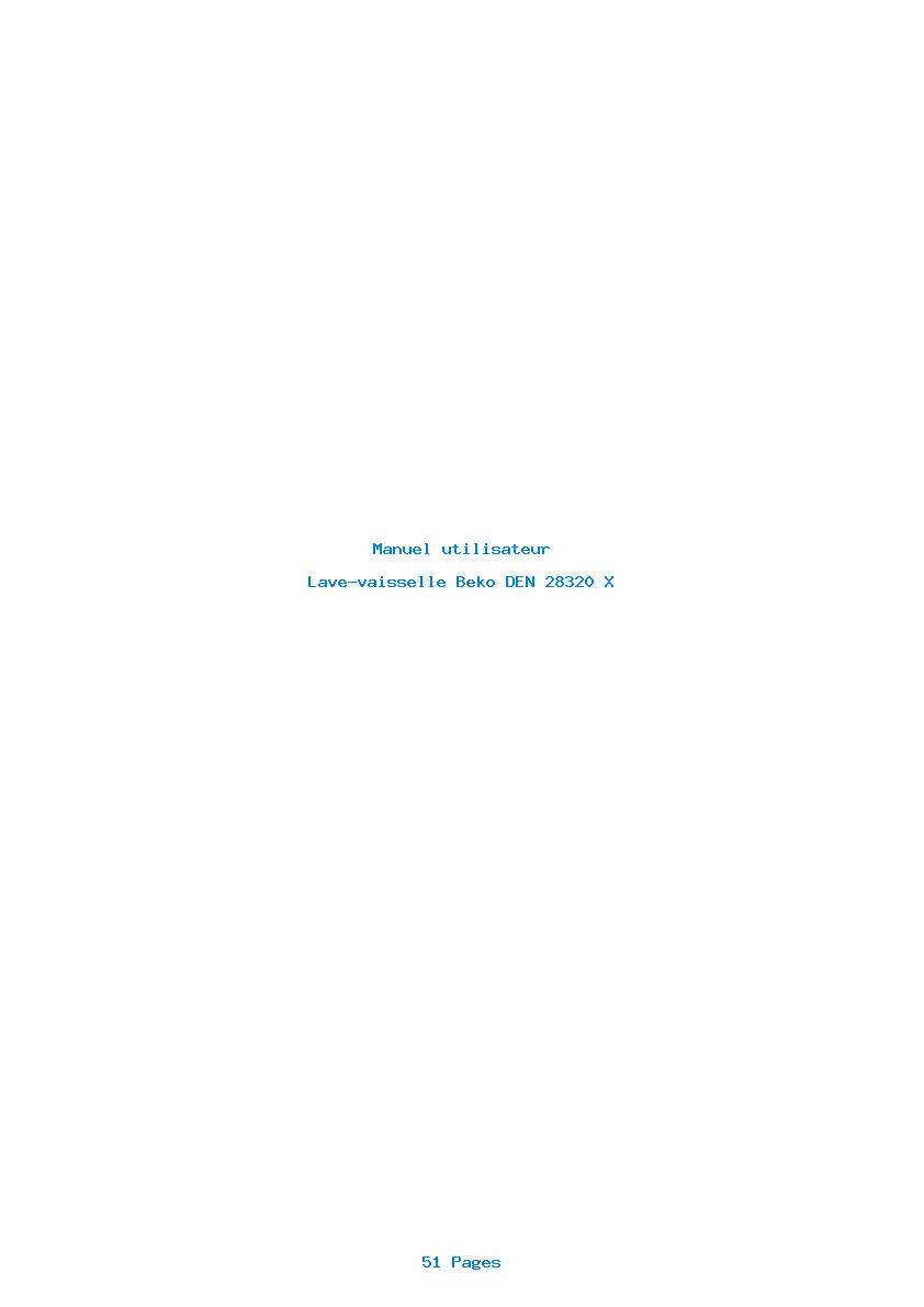 Page 1 de la notice Manuel utilisateur Beko DEN 28320 X
