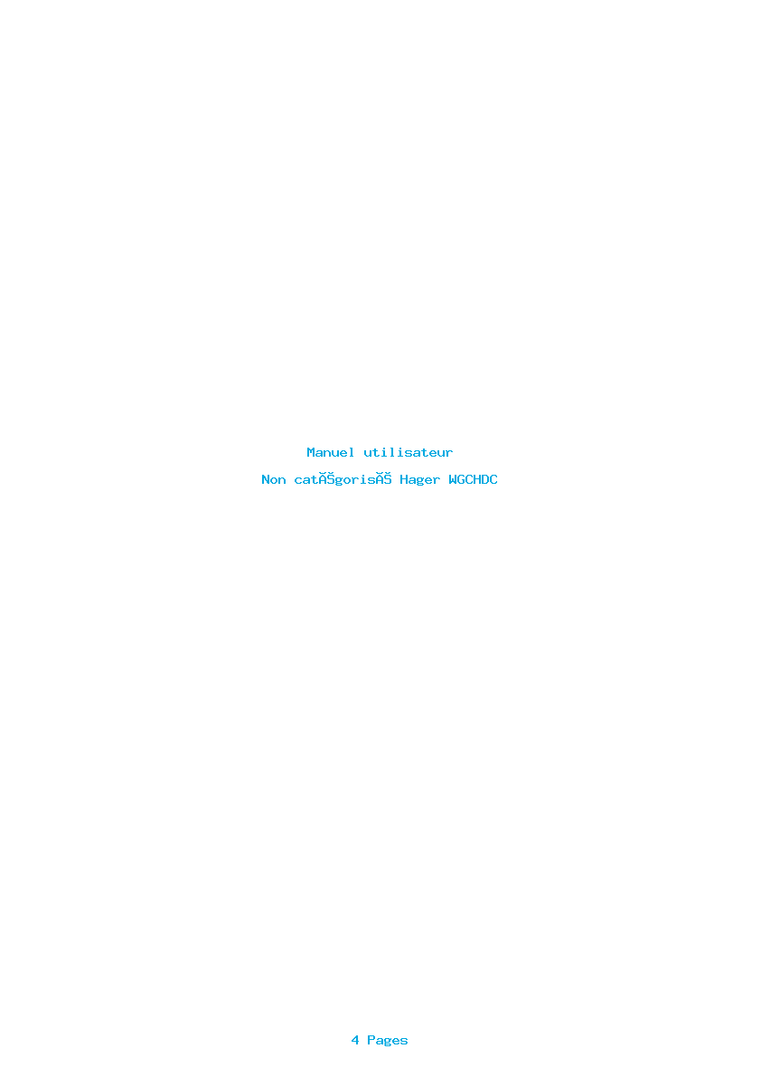 Page 1 de la notice Manuel utilisateur Hager WGCHDC