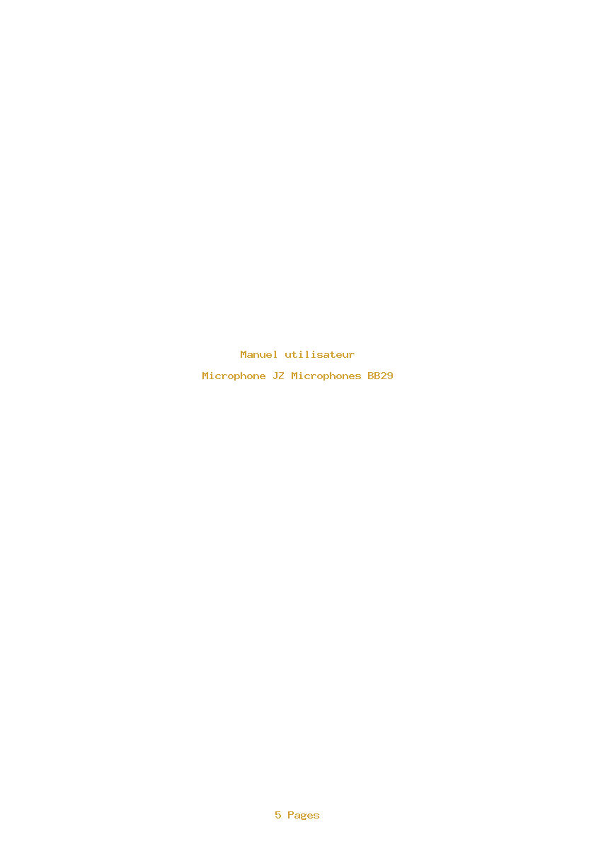Page 1 de la notice Manuel utilisateur JZ Microphones BB29
