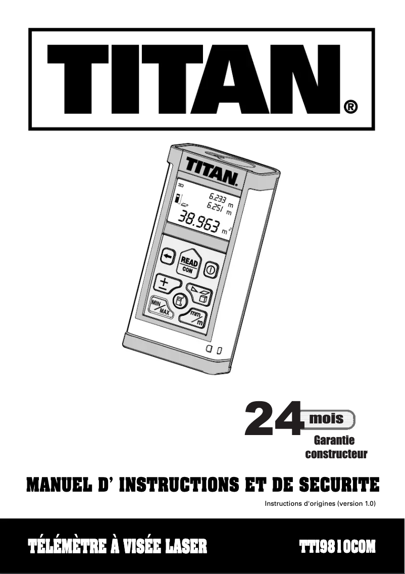 Page 1 of the manual User Manual Titan TT19810C0M