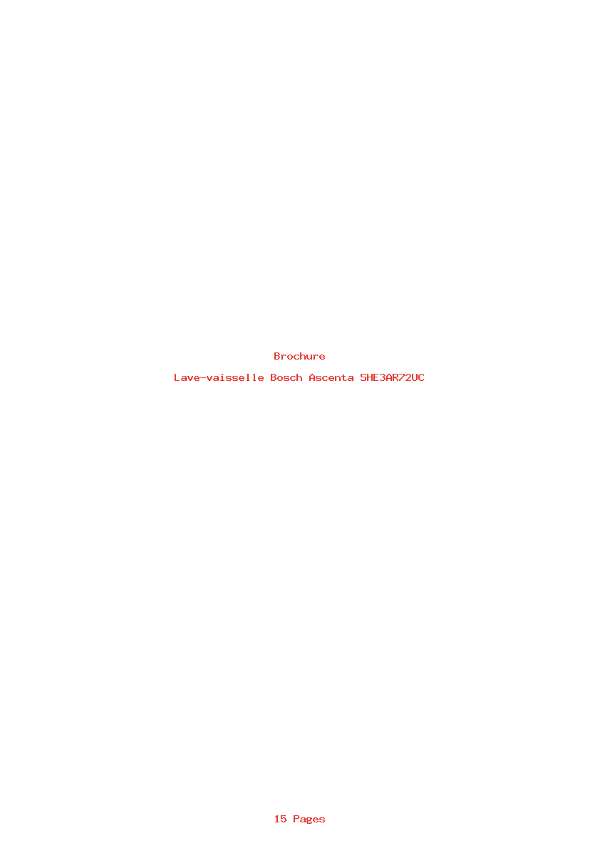 Page 1 de la notice Brochure Bosch Ascenta SHE3AR72UC
