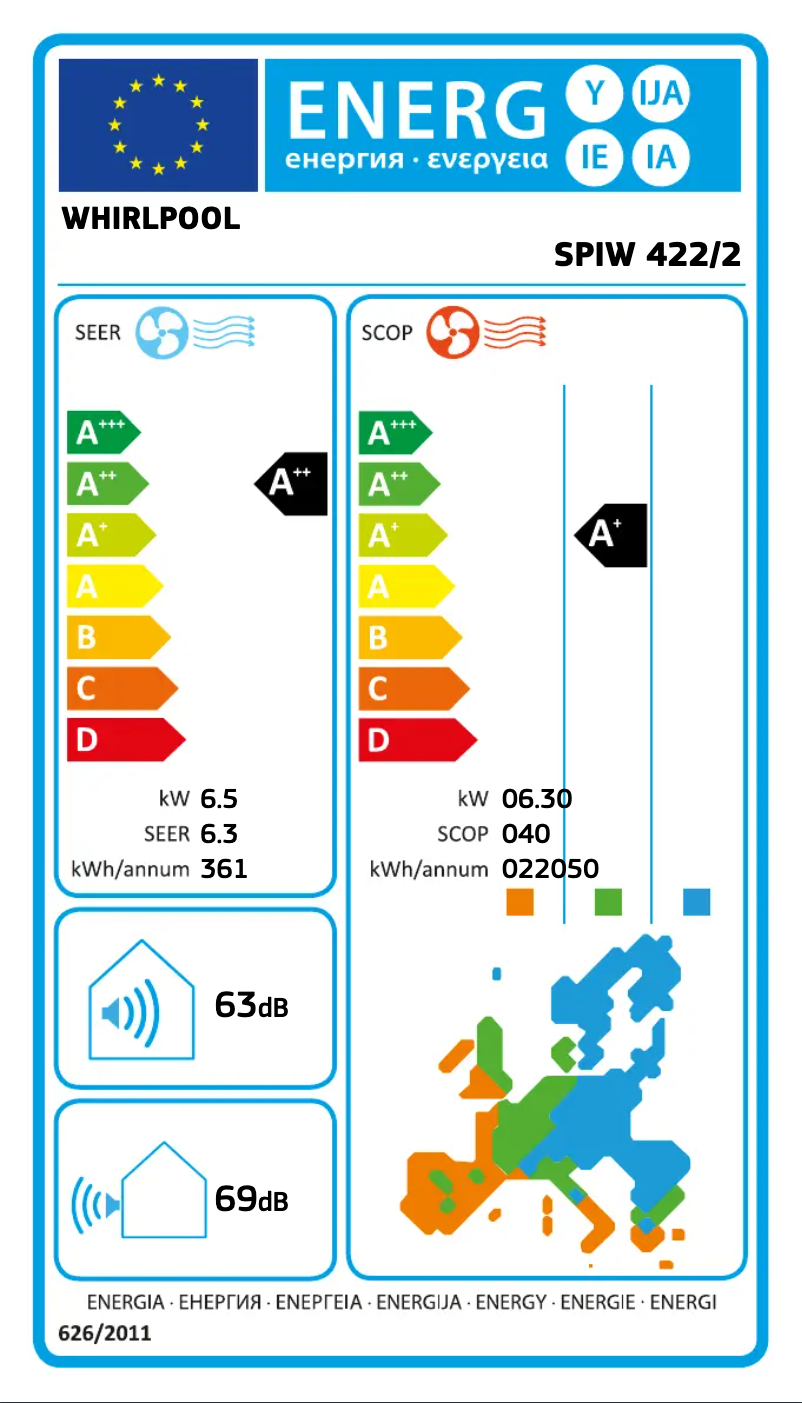 Página 1 del manual Etiqueta energética Whirlpool SPIW422/2