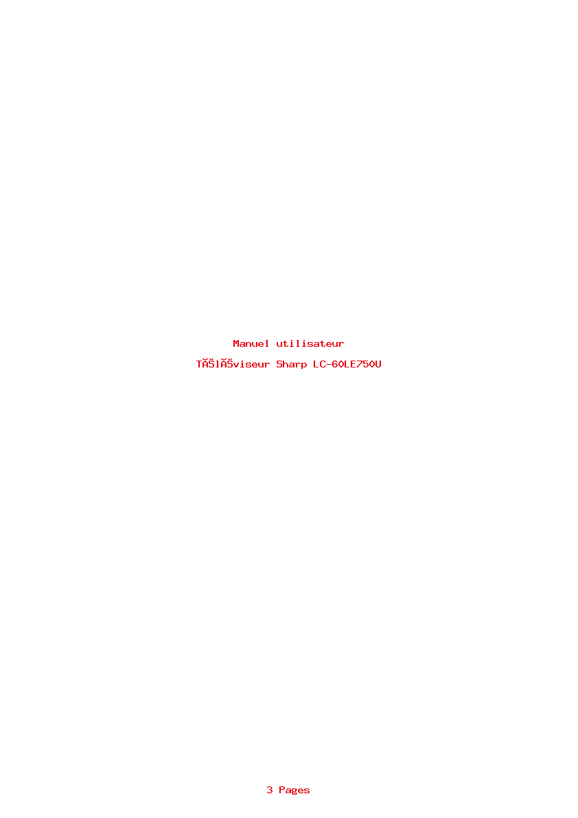 Page 1 de la notice Manuel utilisateur Sharp LC-60LE750U