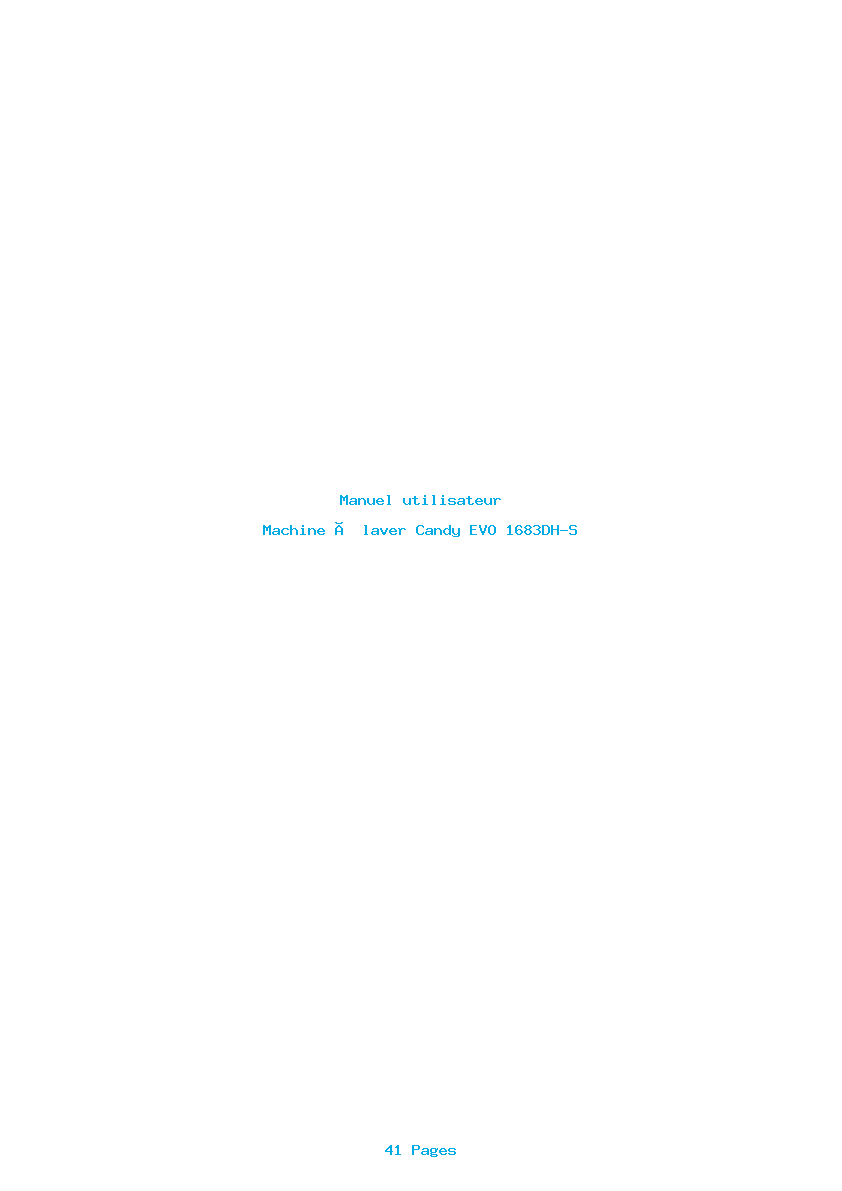 Page 1 de la notice Manuel utilisateur Candy EVO 1683DH-S