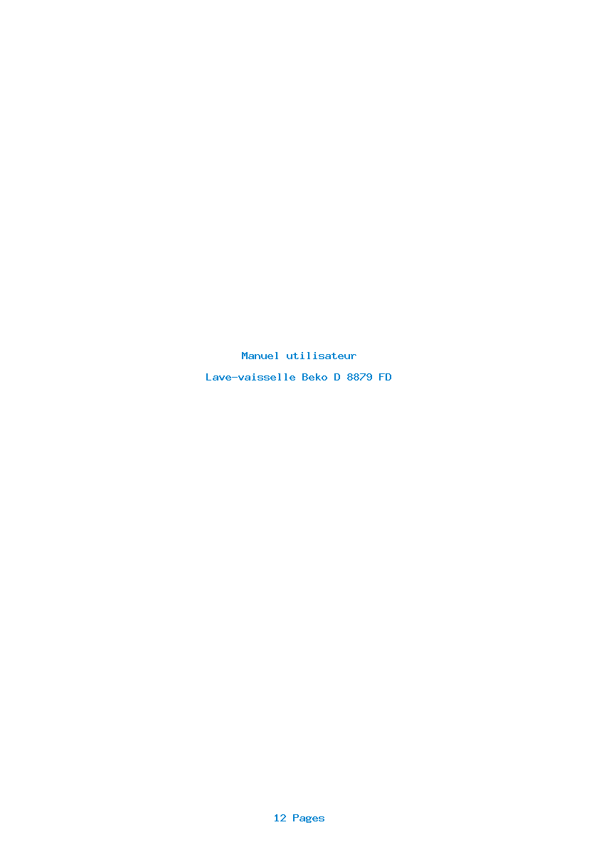 Page 1 de la notice Manuel utilisateur Beko D 8879 FD