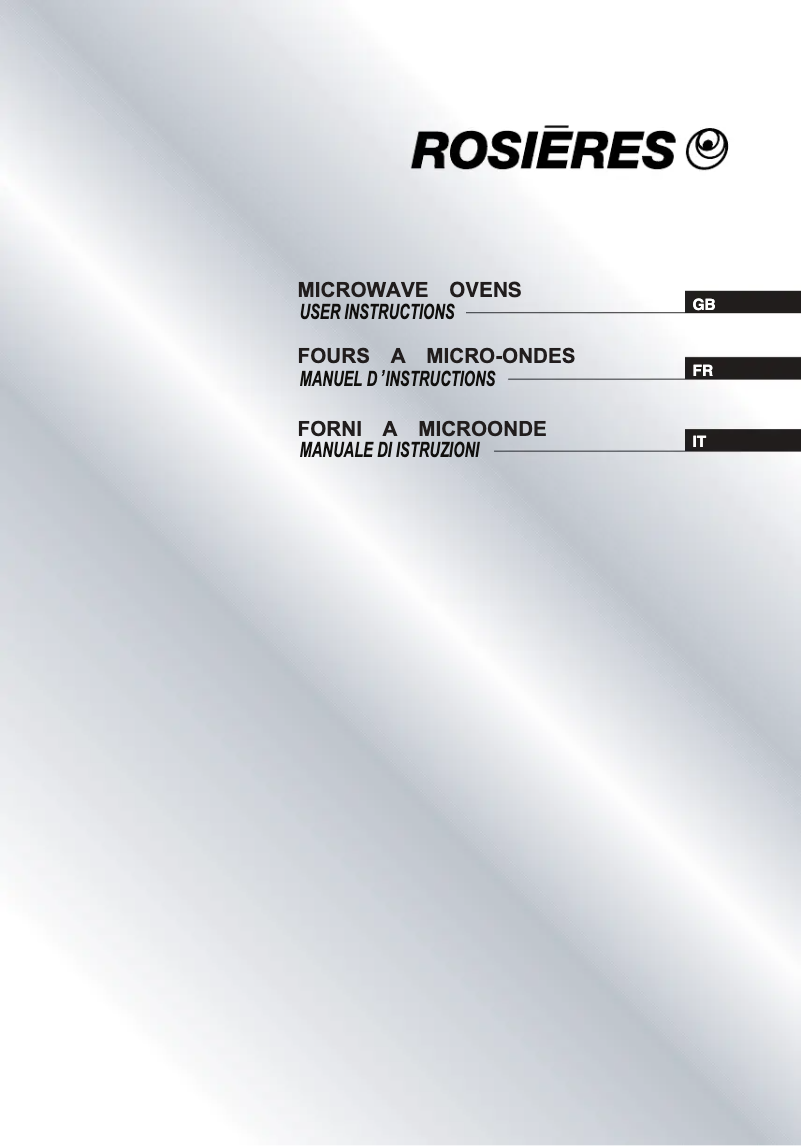 Page 1 de la notice Manuel utilisateur Rosieres RMG20/1IN