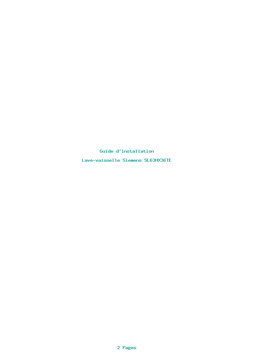 Page 1 de la notice Guide d'installation Siemens SL63HX36TE