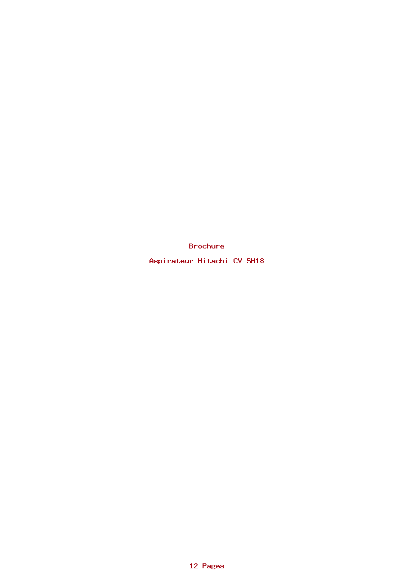Page 1 de la notice Brochure Hitachi CV-SH18