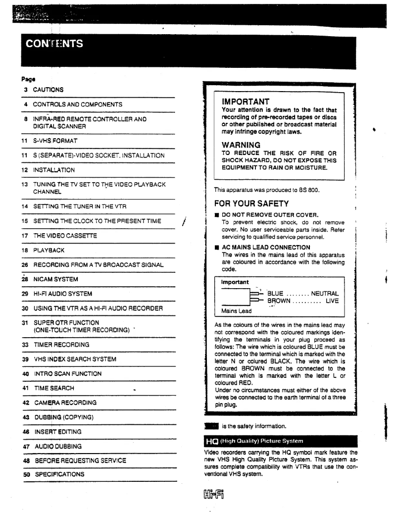 Page 1 de la notice Manuel utilisateur Panasonic NV-FS90B