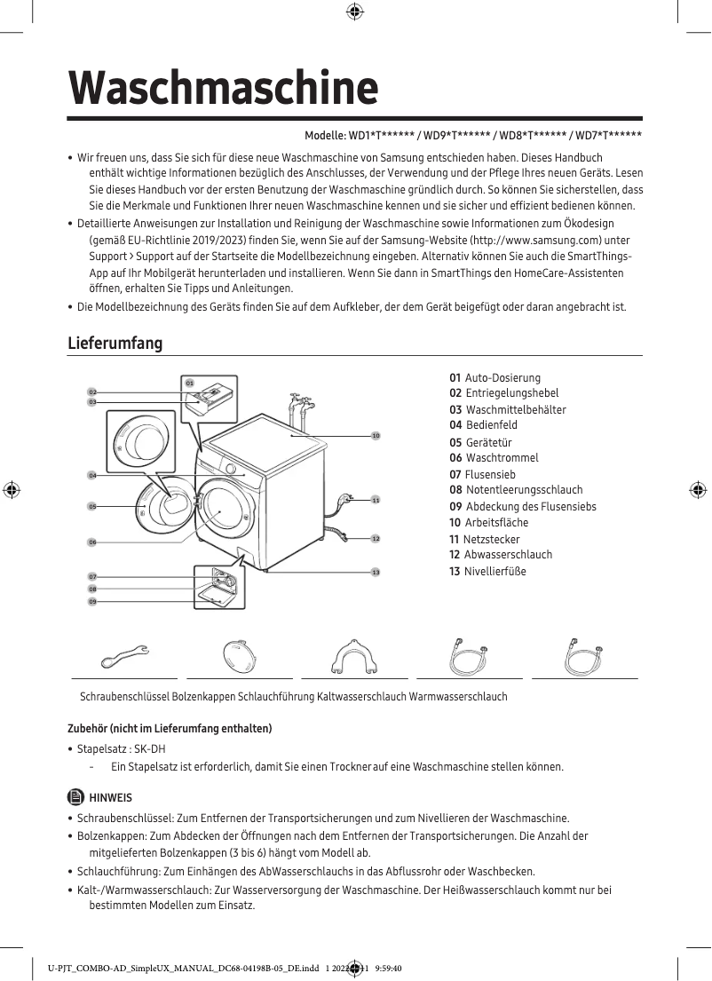 Página 1 del manual Manual de usuario Samsung WD80T534ABE