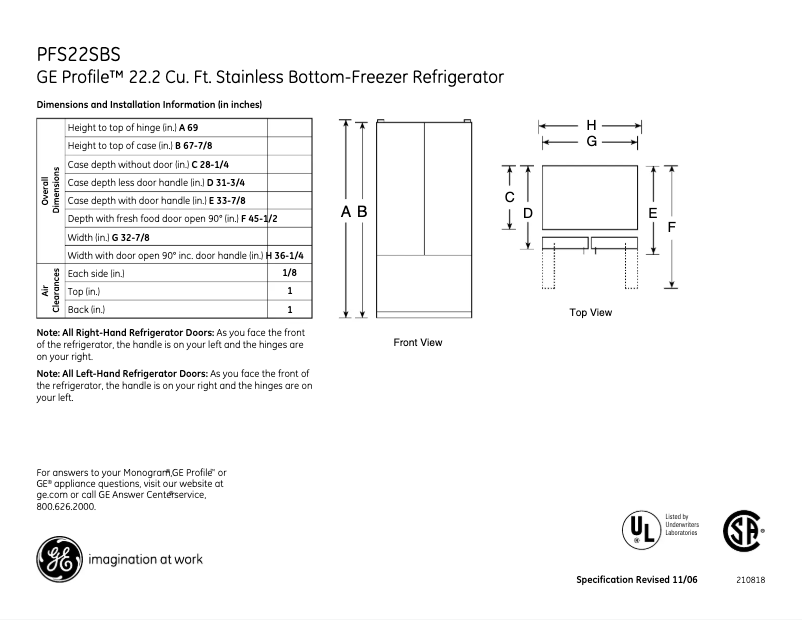 Image de la première page du manuel de l'appareil PFS22SBSSS