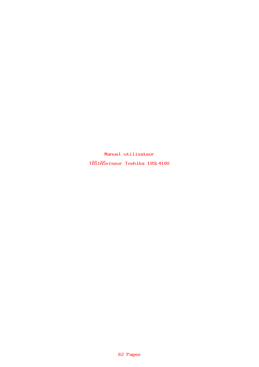 Page 1 de la notice Manuel utilisateur Toshiba 19SL410U