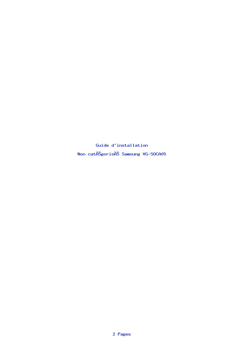 Page 1 de la notice Guide d'installation Samsung VG-SOCA05