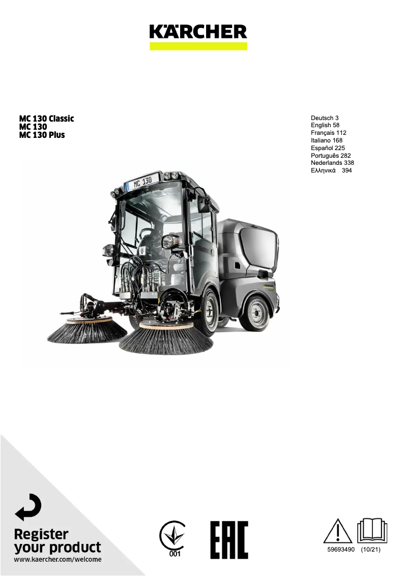 Page 1 de la notice Manuel utilisateur Kärcher MC 130 Adv