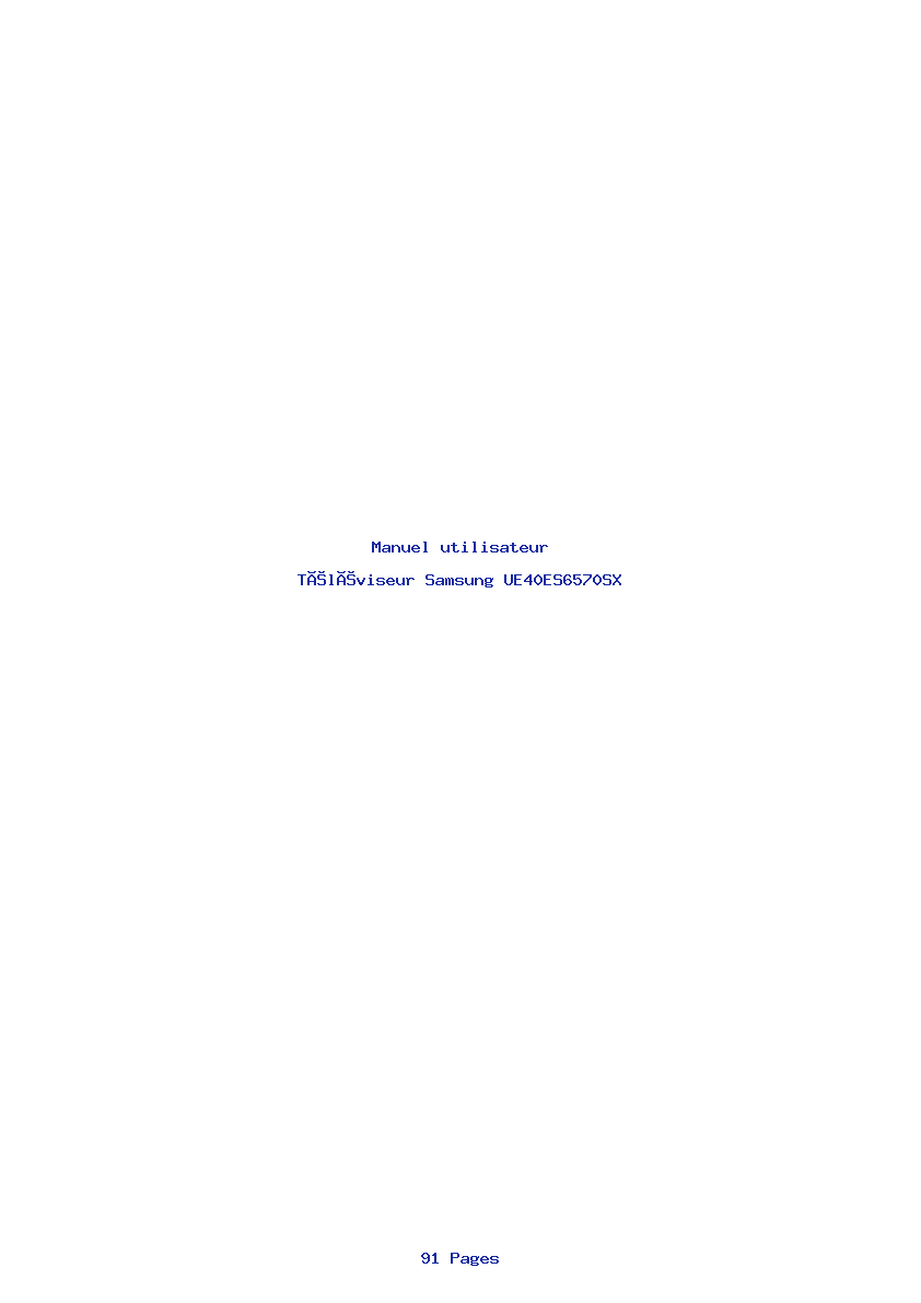 Page 1 de la notice Manuel utilisateur Samsung UE40ES6570SX