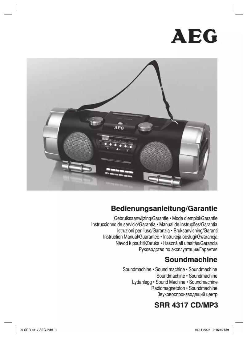 Page 1 de la notice Manuel utilisateur AEG SRR 4317 CD