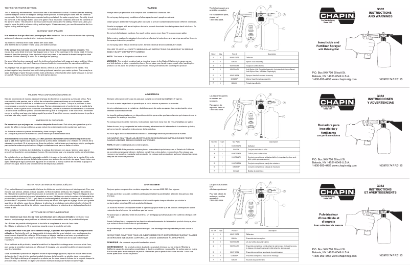 Página 1 del manual Manual de usuario Chapin G362